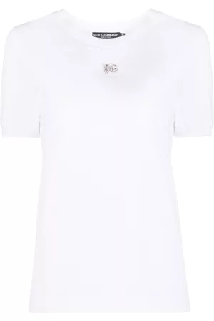 Dolce & Gabbana Mulher T-shirts & Manga Curta - Crystal-embellished T-shirt