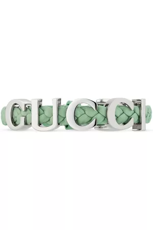 Gucci Mulher Pulseiras - Logo-lettering leather bracelet