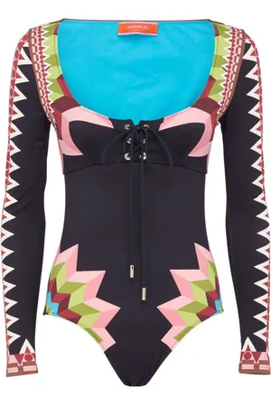 La DoubleJ Sunset geometric-print one-piece