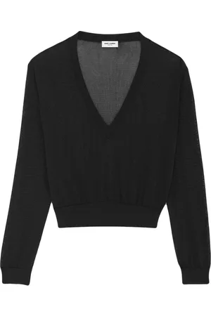 Saint Laurent Mulher Fine-knit V-neck jumper