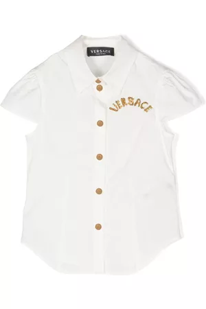 VERSACE Menina Camisas - Logo-embroidered cotton shirt