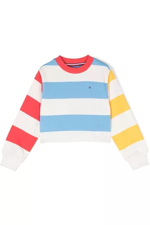 Tommy Hilfiger Menina Sweatshirts - Logo-embroidered striped sweatshirt
