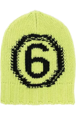 Maison Margiela Menina Chapéus - Intarsia-knit logo beanie hat