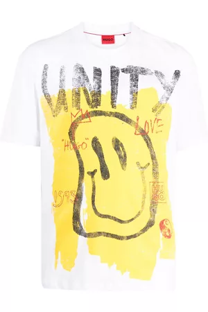HUGO BOSS Homem T-shirts & Manga Curta - Smiley face-print cotton T-shirt