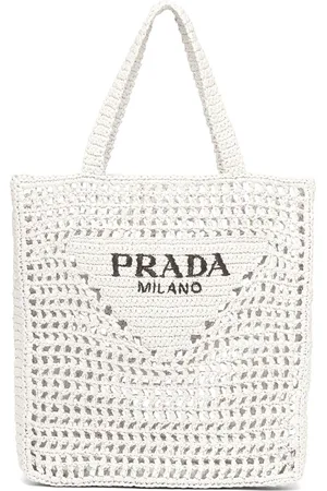 Prada Logo-print raffia tote bag