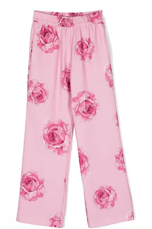 MONNALISA Rose-print straight-leg trousers