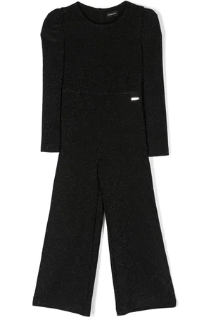 MONNALISA Logo-plaque metallic-threading jumpsuit