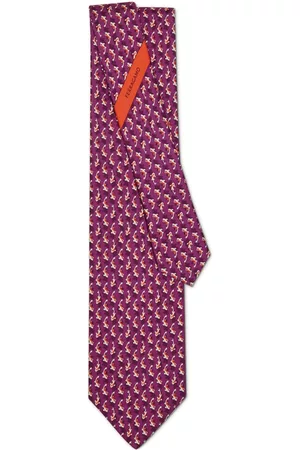 Salvatore Ferragamo Homem Laços de Colarinho - Carp-print silk tie