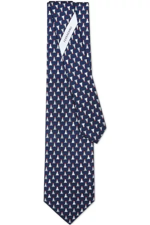 Salvatore Ferragamo Homem Laços de Colarinho - Terrier-print silk tie