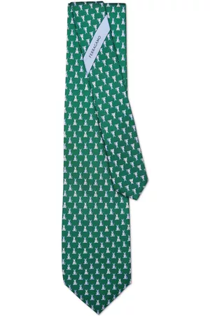 Salvatore Ferragamo Homem Laços de Colarinho - Terrier-print silk tie