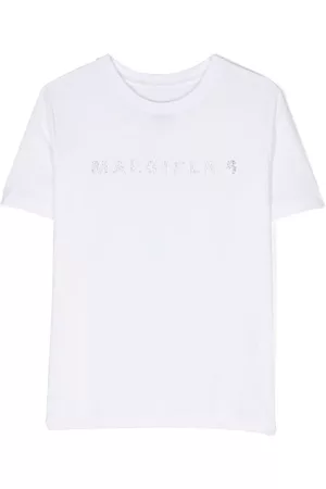 Maison Margiela Menina T-shirts & Manga Curta - Rhinestone-embellished logo T-shirt