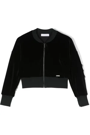 MONNALISA Zip-up tulle-trim jacket