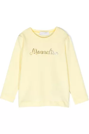 MONNALISA Menina T-shirts & Manga Curta - Logo-print crystal-embellished T-shirt