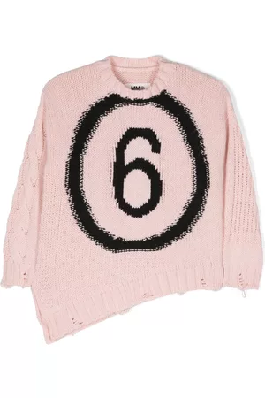 Maison Margiela Menina Tops de Cavas - Logo-intarsia crew neck jumper