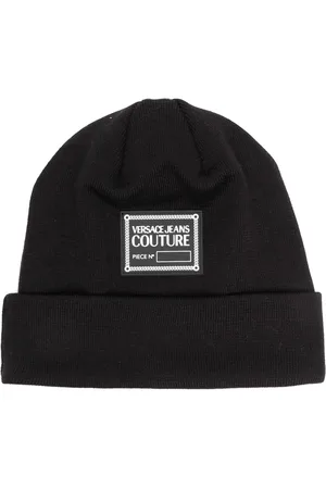 VERSACE Logo-patch wool-blend beanie