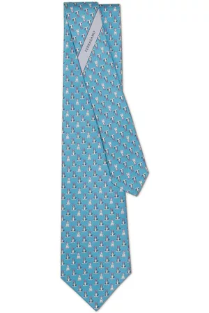 Salvatore Ferragamo Homem Laços de Colarinho - Terrier-print silk tie