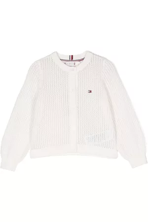 Tommy Hilfiger Menina Pullovers e Camisolas de Malha - Logo-embroidered pointelle-knit cardigan