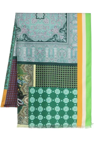 PIERRE-LOUIS MASCIA Mulher Cachecol com gola - Aloe patchwork-pattern silk scarf