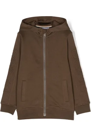 HUGO BOSS Embossed-logo zipped hoodie