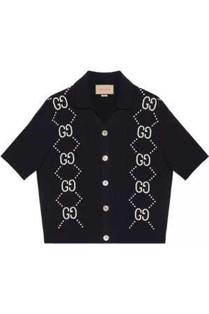 Gucci Mulher Pullovers e Camisolas de Malha - GG-jacquard short-sleeve cardigan