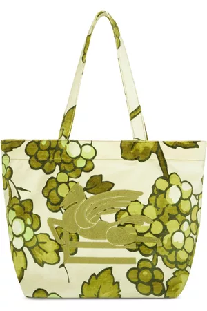 Etro Mulher Tote - Berry-print velvet tote bag