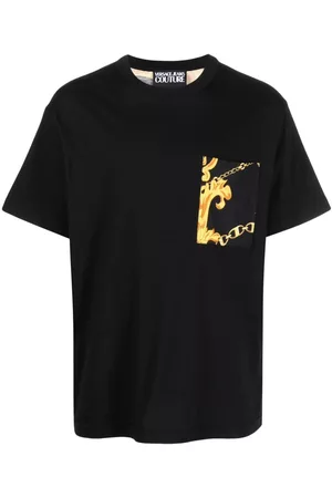 VERSACE Homem T-shirts & Manga Curta - Baroque-pattern cotton T-shirt