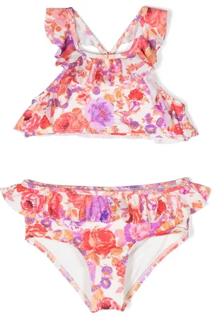 ZIMMERMANN Leaf-print ruffled bikini