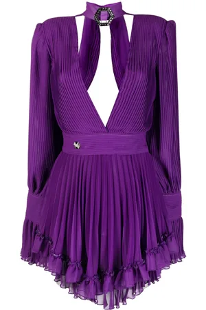 Philipp Plein Plunging V-neck pleated dress