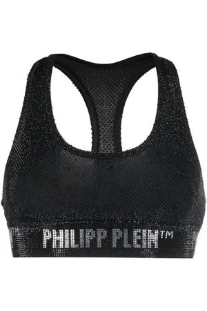 Philipp Plein Crystal-embellished logo-underband bra