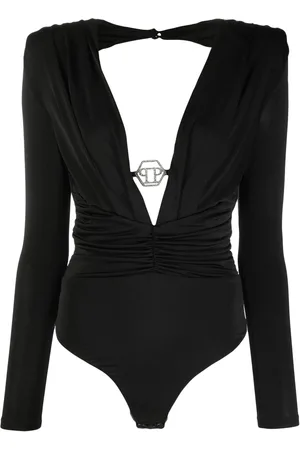Philipp Plein Logo-plaque open-back bodysuit