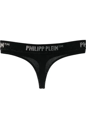 Philipp Plein Crystal-embellished logo thong