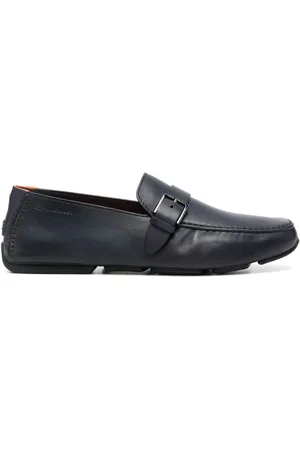 santoni Buckled leather monk shoes