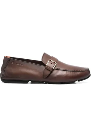 santoni Buckled leather monk shoes
