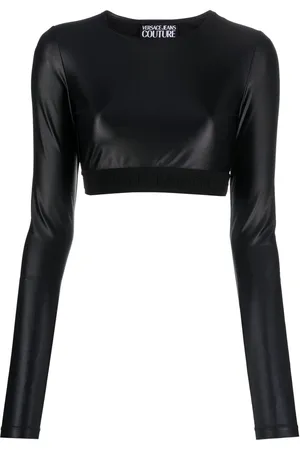 VERSACE Logo-underband crop top