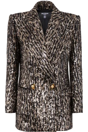 Balmain Sequin-embellished double-breasted jacket