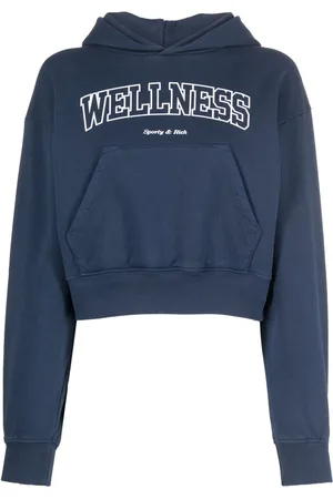 Sporty & Rich Logo-print cropped cotton hoodie