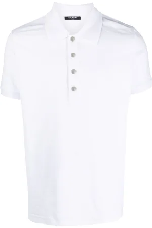 Balmain Monogram-pattern piqu?? polo shirt