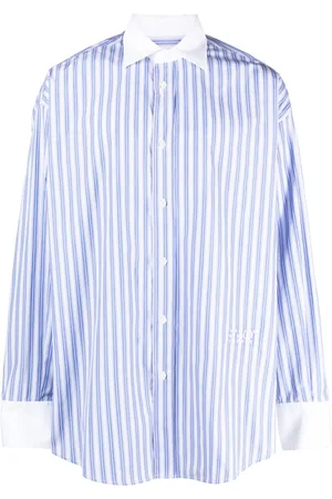 Maison Margiela Logo-embroidered striped cotton shirt