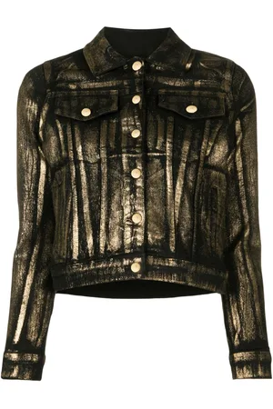Madison.Maison Panelled foiled-finish denim jacket