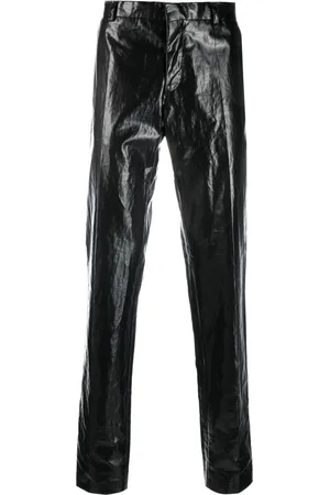 WALTER VAN BEIRENDONCK Sharp vinyl-finish straight-leg trousers