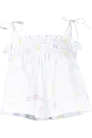 Ganni Printed cotton-poplin top