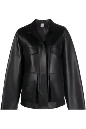 Totême Zipped wide-sleeve leather jacket