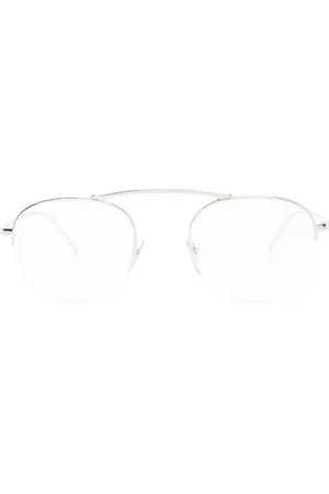 Saint Laurent Logo-engraved round-frame glasses