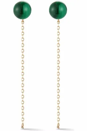 Mateo 14kt yellow malachite stud chain drop earrings