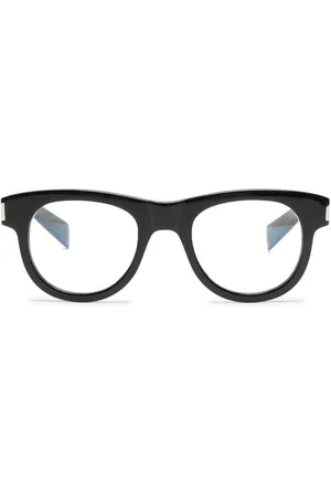 Saint Laurent Logo-engraved round-frame glasses