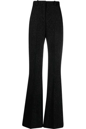Balmain Striped wool-blend flared trousers