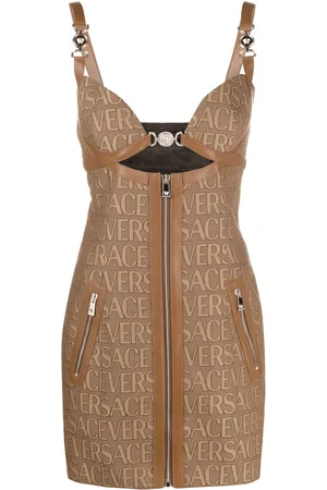 VERSACE Allover cut-out jacquard minidress