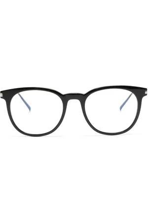 Saint Laurent Engraved-logo round-frame glasses