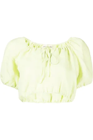 Casa Raki Short-sleeve linen crop top