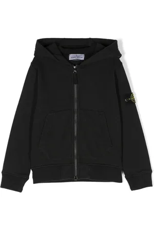 Stone Island Compass-patch zip-up cotton hoodie